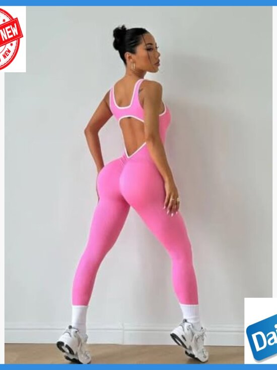 Seamless Shapewear Bodysuit Open Back Design Workout Yoga Pilates Large - Picture 4 of 6